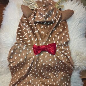 Sweet Cheeks Brown White Gold Glitter Full Lengh Reindeer Dog Costume Size XL